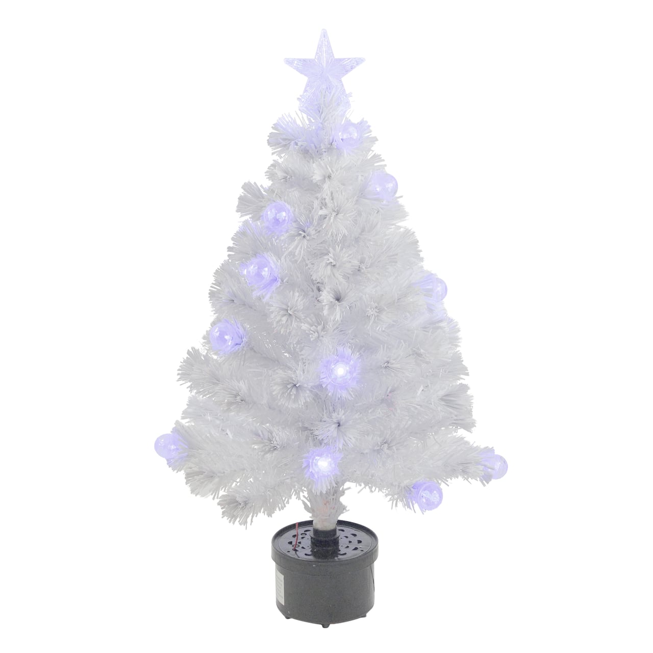 3ft. Fiber Optic Color Changing White Artificial Christmas Tree with Iridescent Ball Ornaments & Star